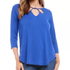 Karen Kane Blue Cut Out 3/4 Sleeve Top